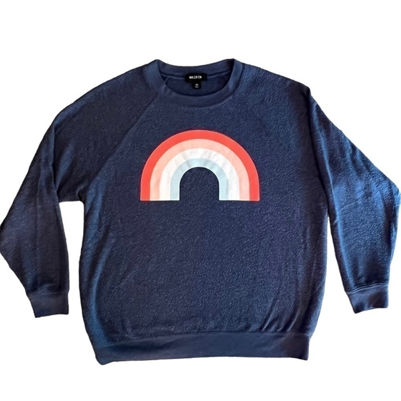 Wildfox Rainbow Graphic Crewneck Sweatshirt Navy XS - Picture 1 of 5